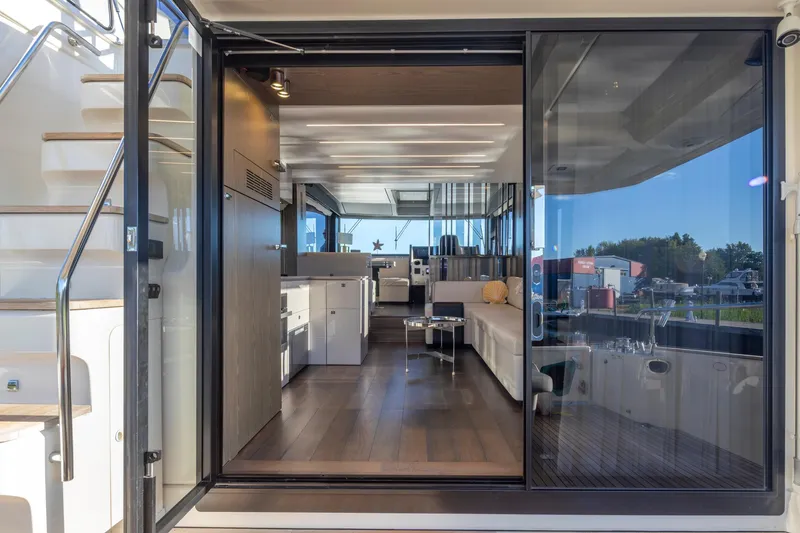 Slide: The Image of Interior view of 2018 Cranchi Eco Trawler 53 Long Distance yacht, featuring modern design and spacious layout. - 45