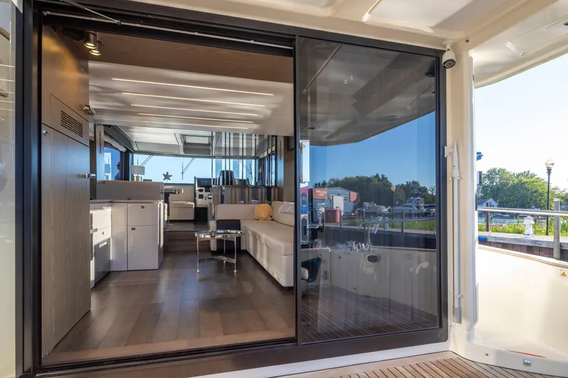 Slide: The Image of Interior view of 2018 Cranchi Eco Trawler 53 Long Distance yacht, featuring modern design and spacious layout. - 46