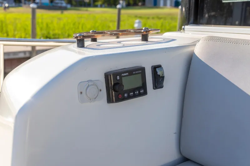 Slide: The Image of Control panel on 2018 Cranchi Eco Trawler 53 Long Distance yacht, featuring modern navigation equipment. - 67