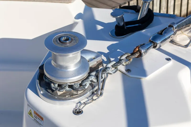 Slide: The Image of Anchor winch on 2018 Cranchi Eco Trawler 53 Long Distance boat deck. - 70