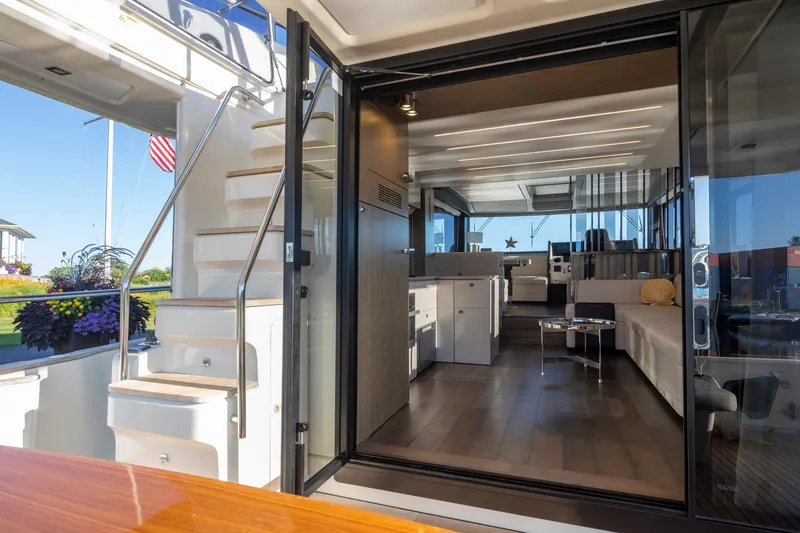 Slide: The Image of Luxurious interior of 2018 Cranchi Eco Trawler 53 Long Distance yacht, featuring modern design. - 86