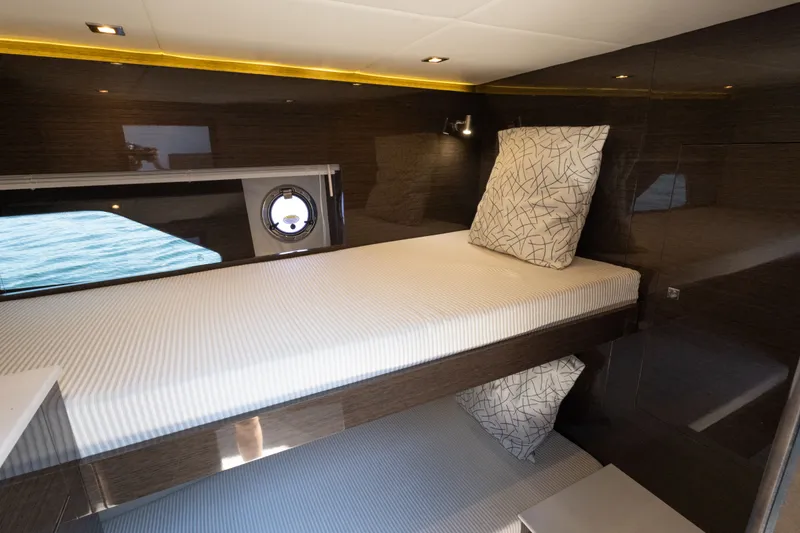 Slide: The Image of Luxurious cabin interior of 2019 Cruisers Yachts 50 Cantius with modern bedding. - 41