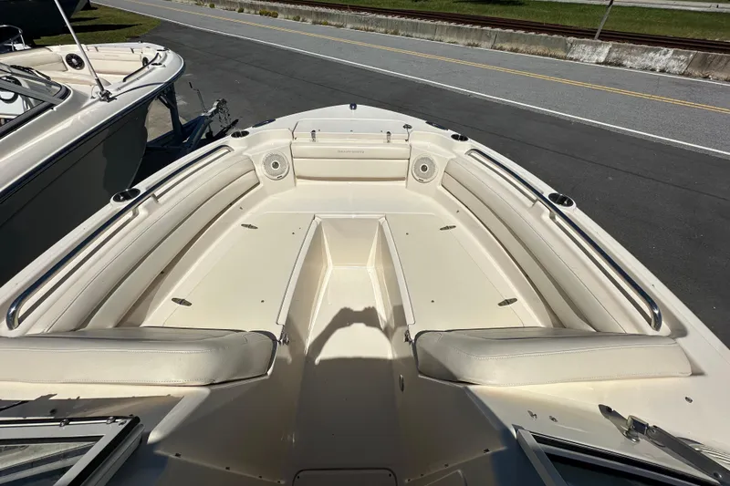 Slide: The Image of 2018 Grady-White Freedom 215 boat interior with spacious seating and sleek design. - 7