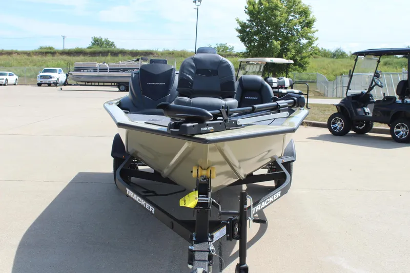 Slide: The Image of 2026 Tracker Pro Team 175 boat on trailer in outdoor setting. - 2