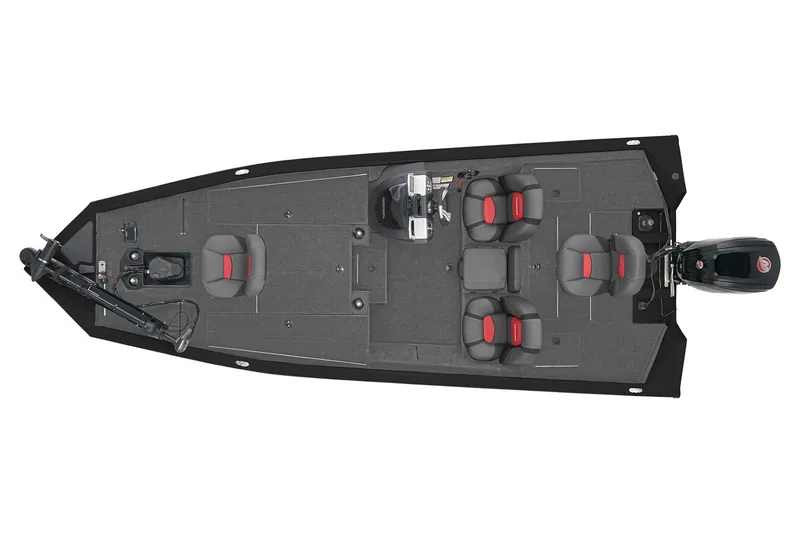 Slide: The Image of 2026 Tracker Pro Team 190 boat interior with dual seats and console. - 2