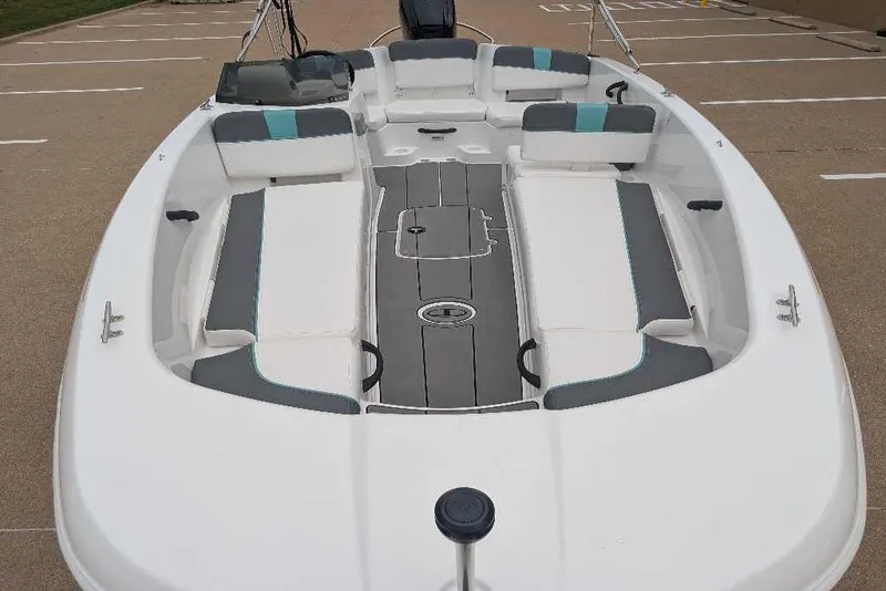 Slide: The Image of 2026 Tahoe T18 boat interior with spacious seating and modern design. - 4