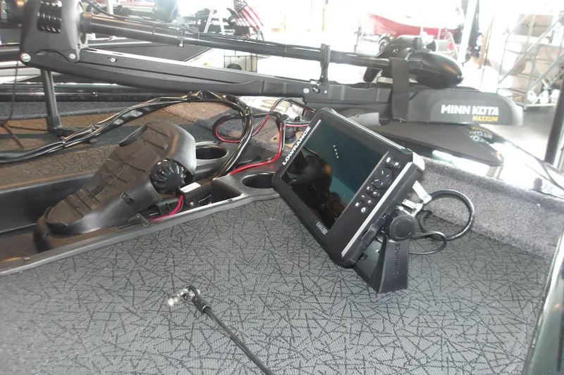 Slide: The Image of 2026 Tracker Pro Team 175 Crappie Edition boat with Minn Kota trolling motor and Lowrance fish finder. - 18