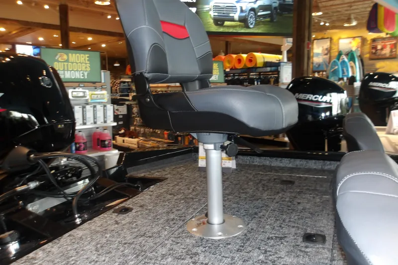 Slide: The Image of 2026 Tracker Pro Team 175 Crappie Edition boat seat in showroom display. - 10