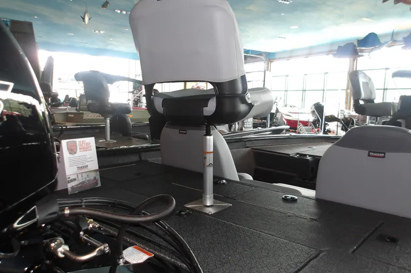 Slide: The Image of 2026 Tracker Pro Team 175 Crappie Edition boat interior with seating and equipment. - 21