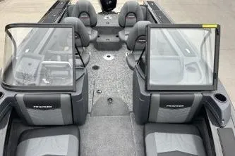 Slide: The Image of 2026 Tracker Targa V-18 Combo boat interior with seating and windshield. - 8