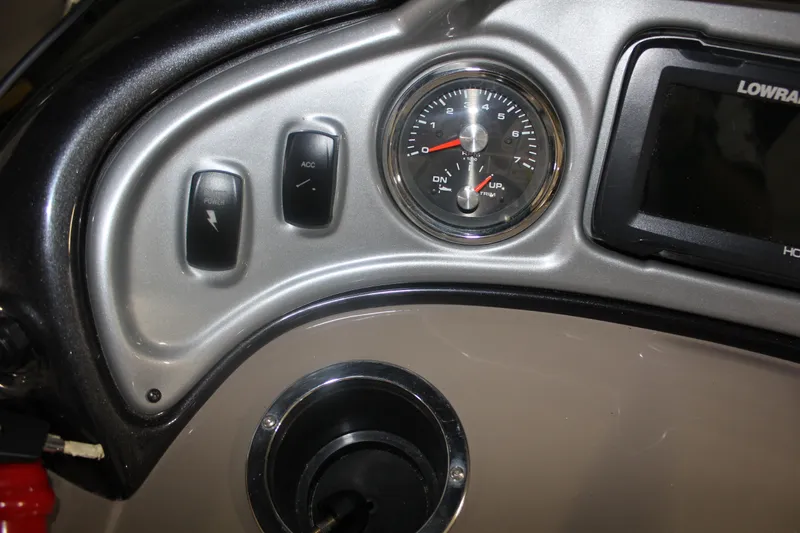 Slide: The Image of Dashboard controls of 2023 Sun Tracker Party Barge 22 RF DLX pontoon boat. - 6