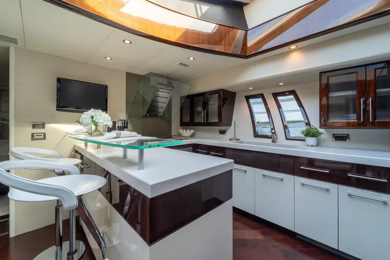 Slide: The Image of Luxurious kitchen interior of 2009 Lazzara LSX 75 yacht with modern design and elegant finishes. - 39