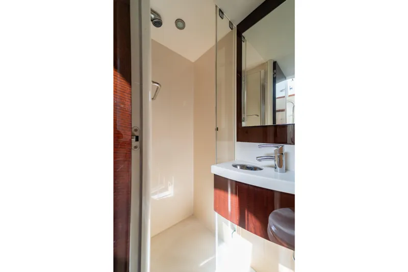 Slide: The Image of Luxurious bathroom in 2009 Lazzara LSX 75 yacht with modern fixtures and elegant design. - 67
