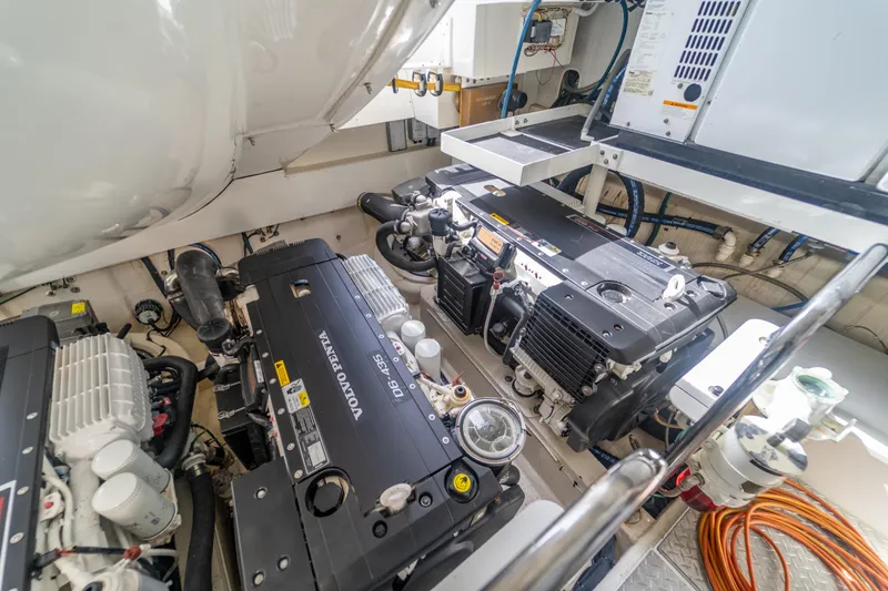 Slide: The Image of Engine room of 2009 Lazzara LSX 75 yacht featuring Volvo Penta engines. - 72