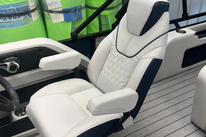 Slide: The Image of Luxurious seating in 2026 Avalon 25 LSZ Versatile Rear Lounger boat, featuring elegant design. - 4