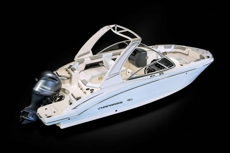Slide: The Image of Manufacturer Provided Image: 2021 Chaparral 230 Suncoast boat with Yamaha outboard motor, white exterior. - 23
