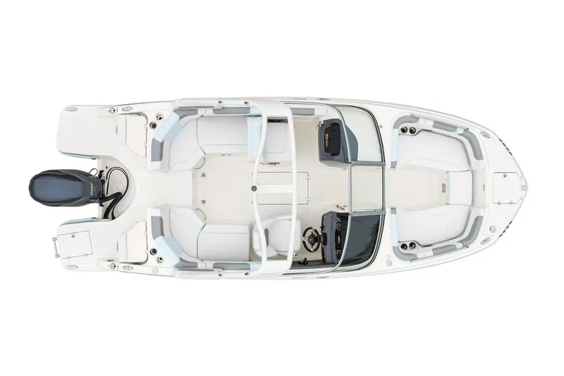 Slide: The Image of Manufacturer Provided Image: Top view of 2021 Chaparral 230 Suncoast boat with seating and outboard motor. - 25