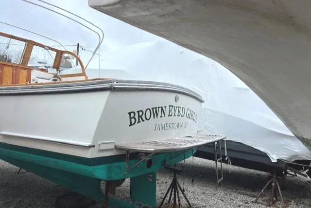 Slide: The Image of Duffy 26 boat named "Brown Eyed Girls" in Jamestown, RI, year 2001, on dry dock. - 8