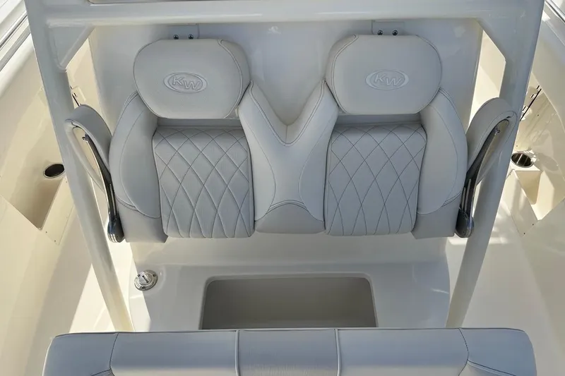 Slide: The Image of 2026 Key West 263 FS boat seats with diamond stitching and KW logo. - 28