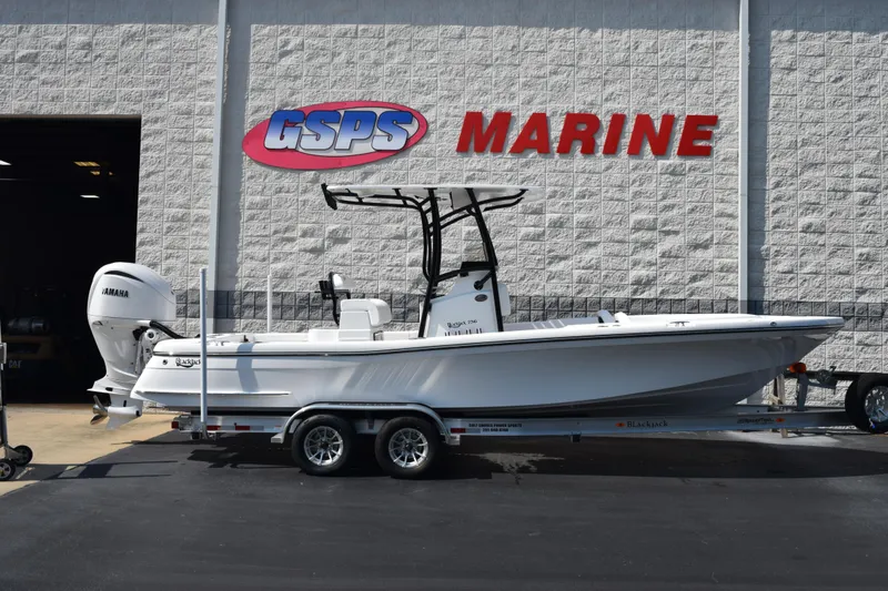 The Image of 2026 BlackJack 256 Coastal boat on trailer at GSPS Marine dealership. - 1