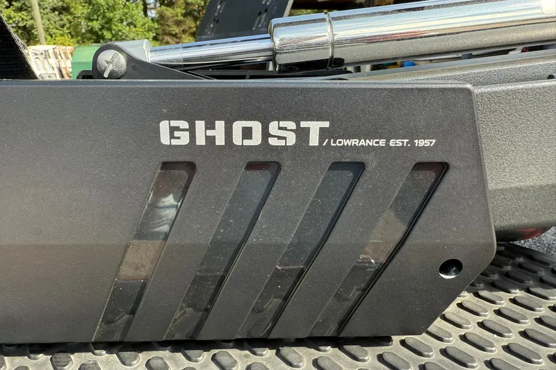 Slide: The Image of 2023 Ranger Z520R featuring Lowrance Ghost trolling motor, close-up view. - 13