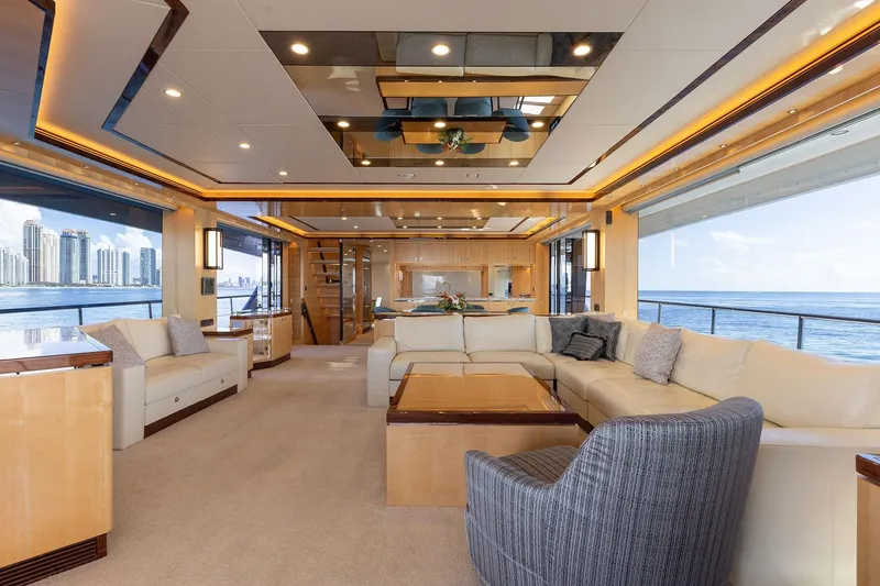 Slide: The Image of Luxurious 2021 Horizon yacht interior with elegant seating and ocean view. - 3