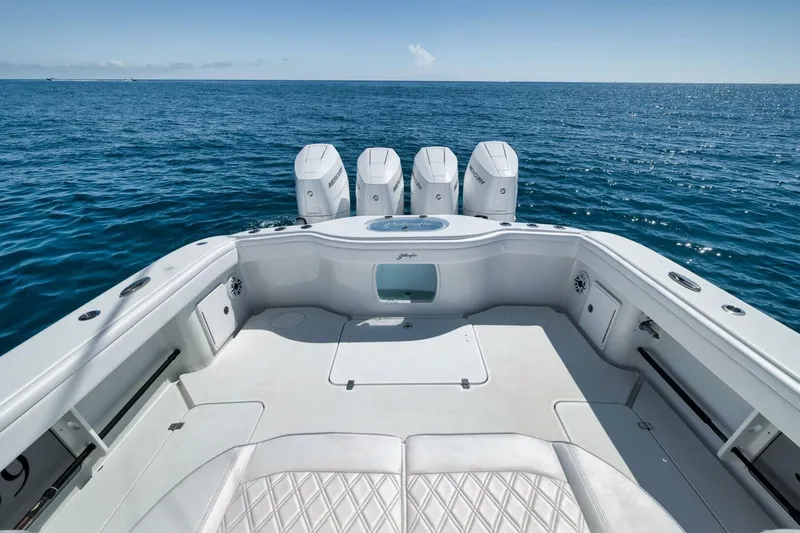 Slide: The Image of 2023 Yellowfin 39 Offshore boat with quad engines on open sea. - 21