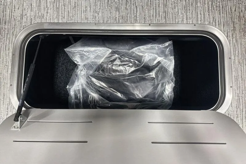 Slide: The Image of 2026 Bennington 22 SSRSE boat seating with elegant gray and black upholstery design. - 20