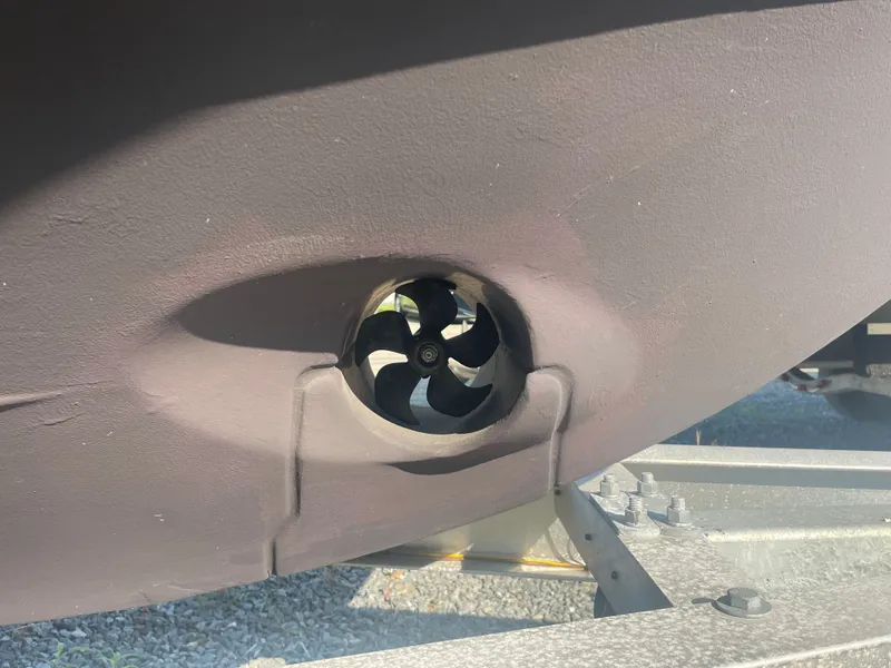 Slide: The Image of Close-up of Jeanneau NC Weekender 795 Series 2 boat propeller, 2022 model. - 12