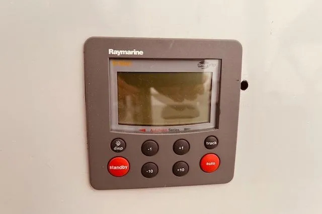 Slide: The Image of Raymarine autopilot control panel on 1993 Brooklin Boat Yard Marshall 48. - 75