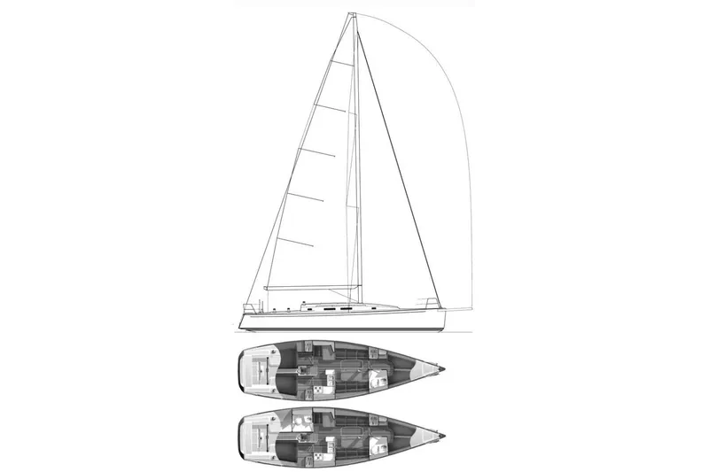 Slide: The Image of Line drawing of 2013 J Boats J/122 sailboat with interior layout plans. - 56