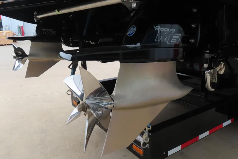 Slide: The Image of Dual propellers on a 2022 MTI 48 boat with Racing M6 drives. - 1