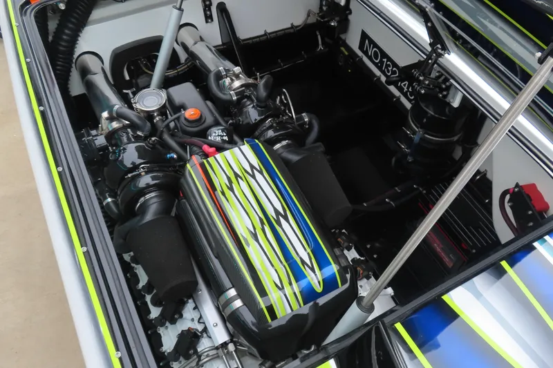 Slide: The Image of High-performance engine of 2022 MTI 48 boat with vibrant design accents. - 17