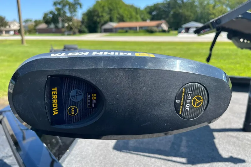 Slide: The Image of Minn Kota Terrova trolling motor on 2019 Lowe Stinger 175C boat, featuring i-Pilot system. - 26