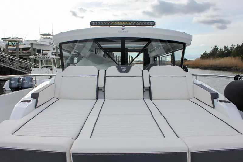 Slide: The Image of 2026 Wellcraft 38 Explorer boat with spacious sunbed and sleek design. - 34