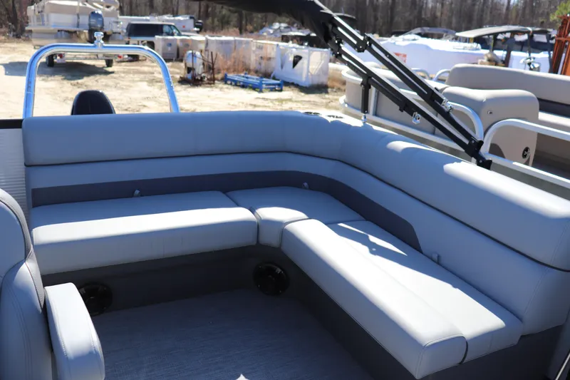 Slide: The Image of 2025 Flagship Freedom 20 LS boat interior with spacious seating and modern design. - 6