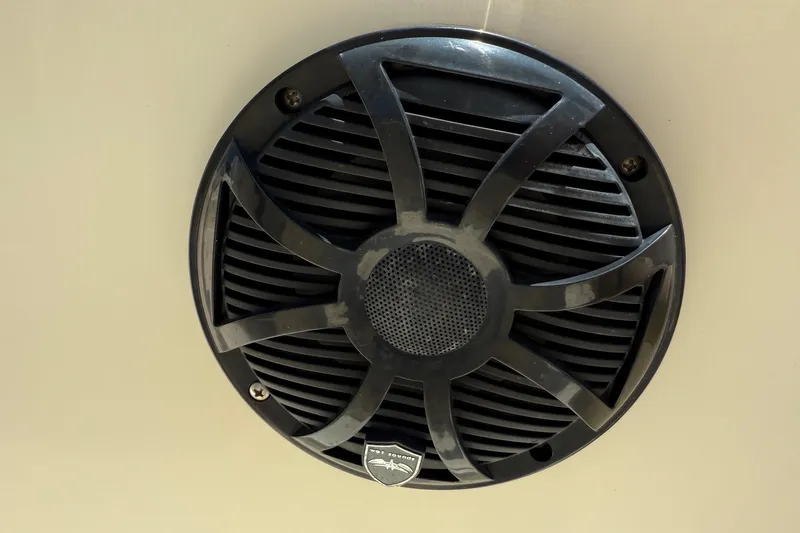 Slide: The Image of Speaker on 2008 Scout 222 Sportfish boat, featuring a black grille design. - 22