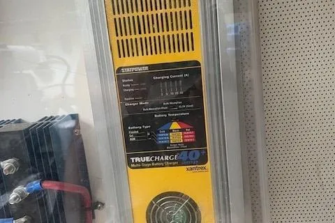 Slide: The Image of Xantrex TrueCharge 40 battery charger in 2003 Legacy Yachts 34 Express engine room. - 31