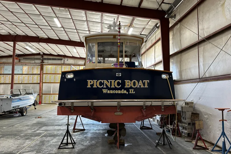 Slide: The Image of 2003 Legacy Yachts 34 Express "Picnic Boat" in storage, Wauconda, IL. - 4