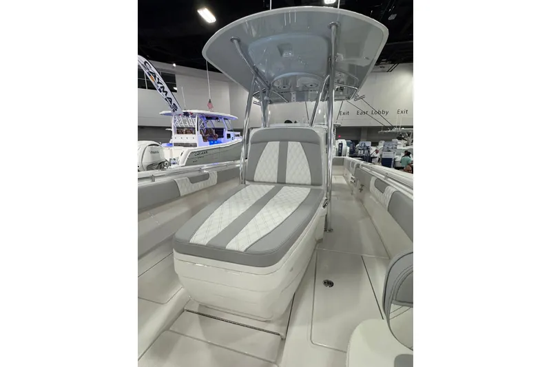 Slide: The Image of 2026 Contender 35 ST boat interior with cushioned seating and sleek design. - 20