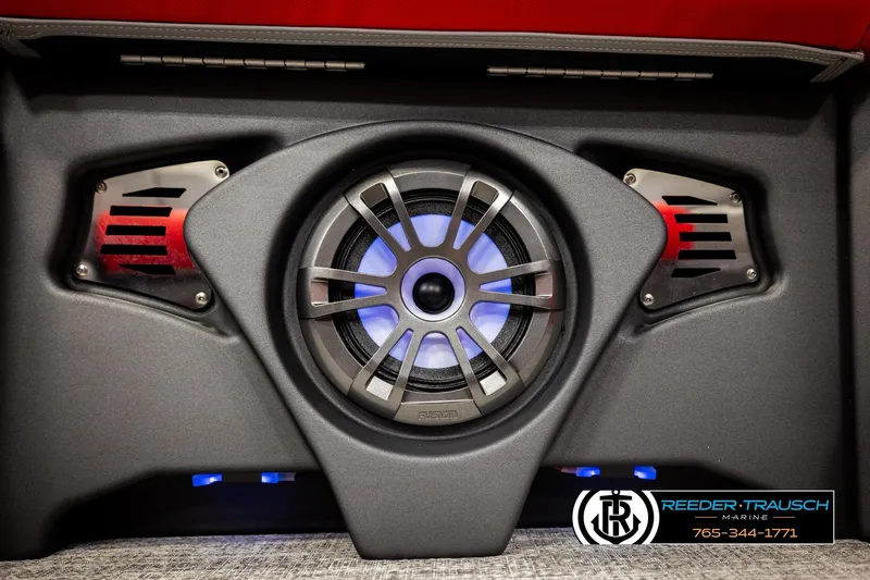 Slide: The Image of 2026 Avalon LSZ VRB boat speaker system with blue LED lighting. - 45