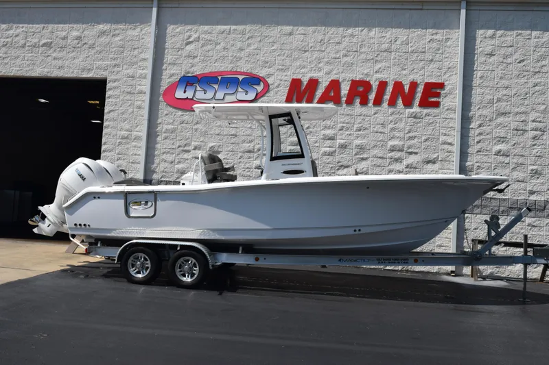 The Image of 2026 Sea Hunt Ultra 265 SE boat on trailer at GSPS Marine dealership. - 1