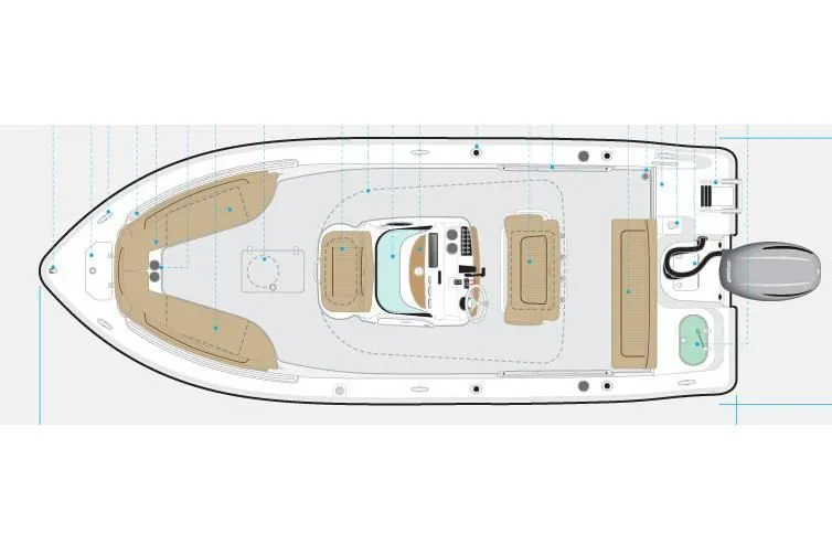 Slide: The Image of Top view of 2019 NauticStar 22 XS Offshore boat layout. - 20