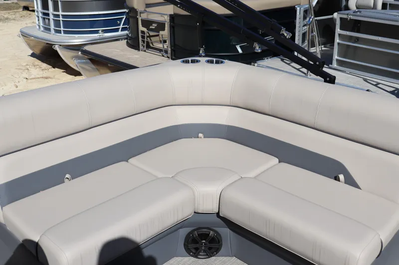 Slide: The Image of Luxurious seating on 2025 Flagship Freedom 18 boat, featuring modern design and comfort. - 7