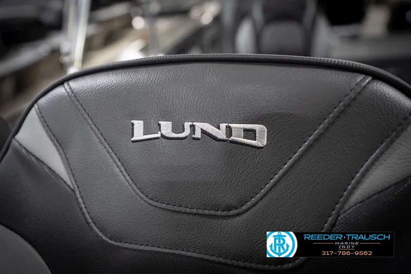 Slide: The Image of Close-up of 2026 Lund 2275 Baron boat seat with logo. - 45