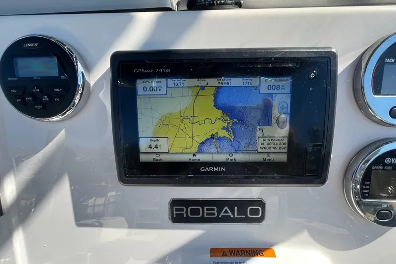 Slide: The Image of 2017 Robalo R200 Center Console with Garmin GPSMAP 741xs navigation display. - 15