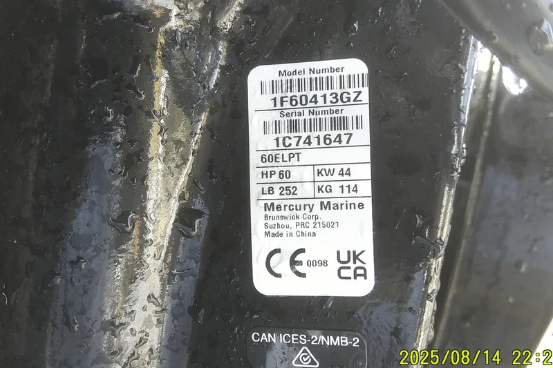 Slide: The Image of Label on a 2024 Mako Pro Skiff 15 CC, displaying model and serial numbers. - 22