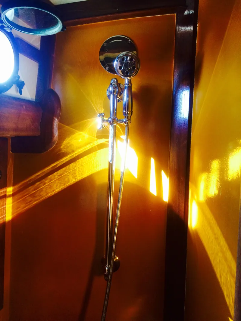 Slide: The Image of Shower area in a 1971 Formosa 41 yacht, illuminated by sunlight. - 19