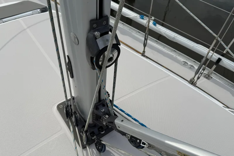 Slide: The Image of Close-up of Catalina 355 sailboat rigging and mast, 2011 model. - 15