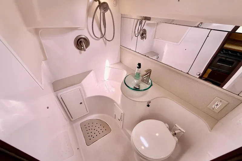 Slide: The Image of Bathroom in 2011 Catalina 355 yacht with shower, toilet, and sink. - 38